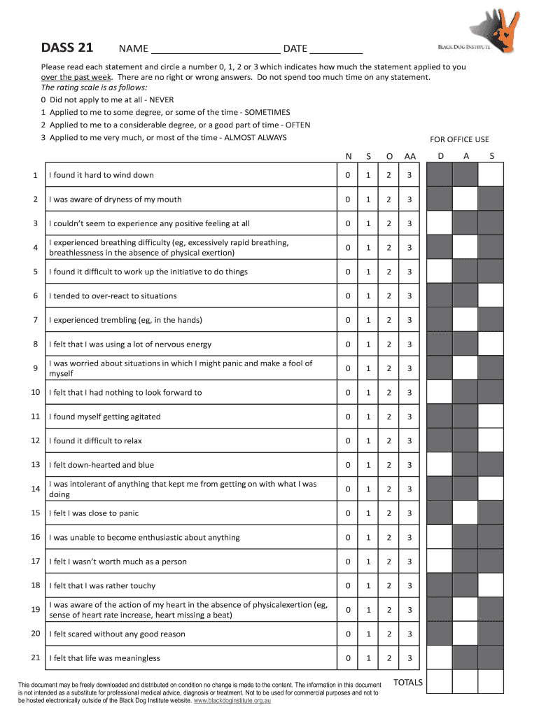 Depression Anxiety And Stress Scale Dass 21