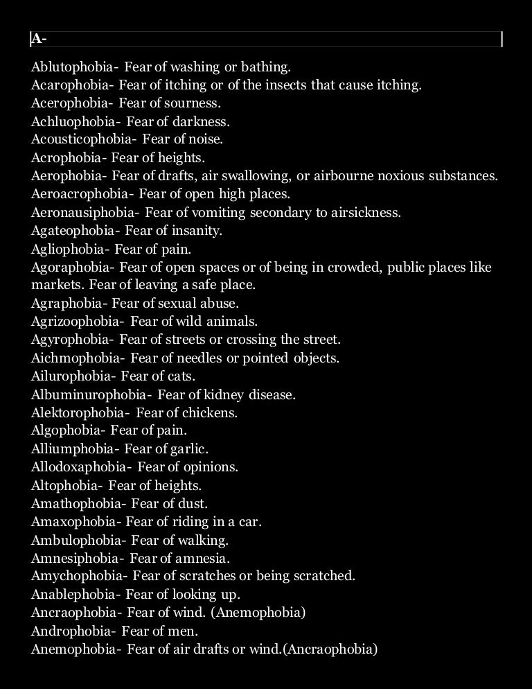 Different Types of Phobia