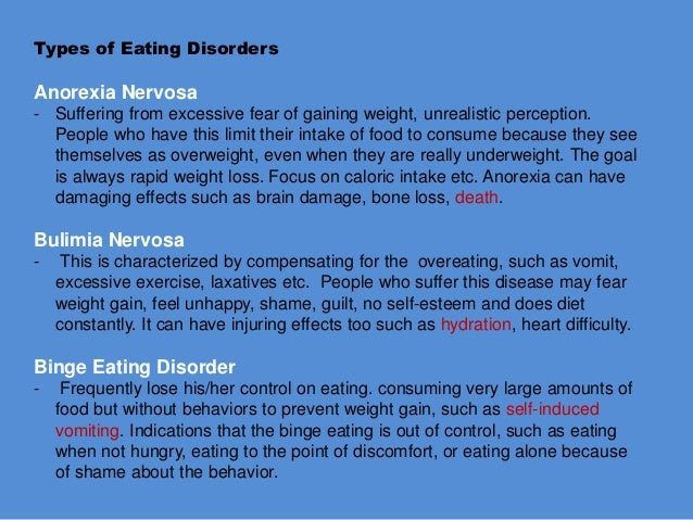 Eating disorder and four types of eating