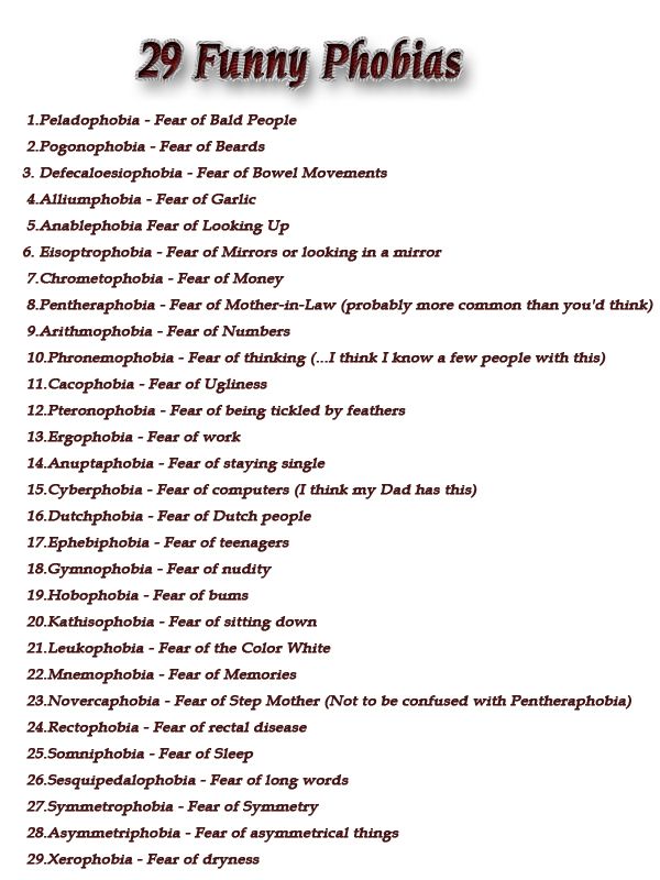 list of phobias tumblr