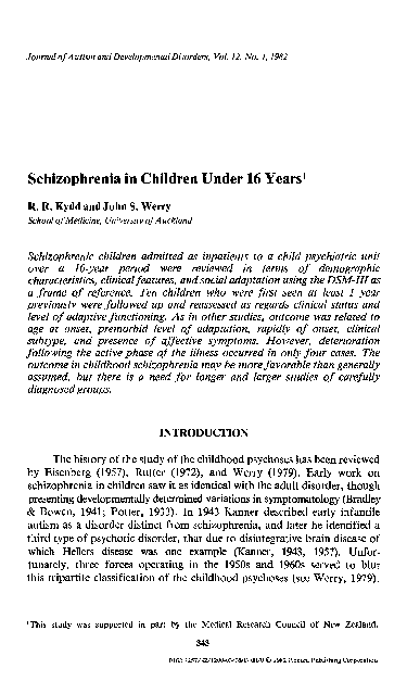 (PDF) Schizophrenia in children under 16 years