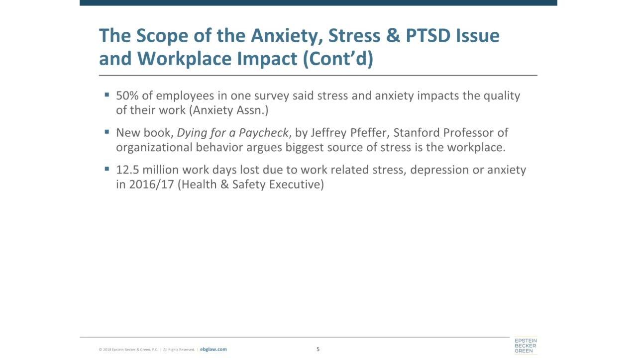 Scope of the Anxiety, Stress and PTSD Issues and the ...