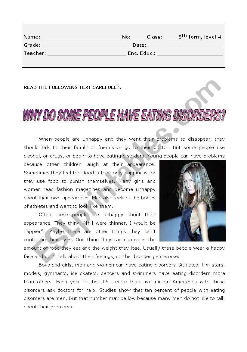 Why do some people have eating disorders?
